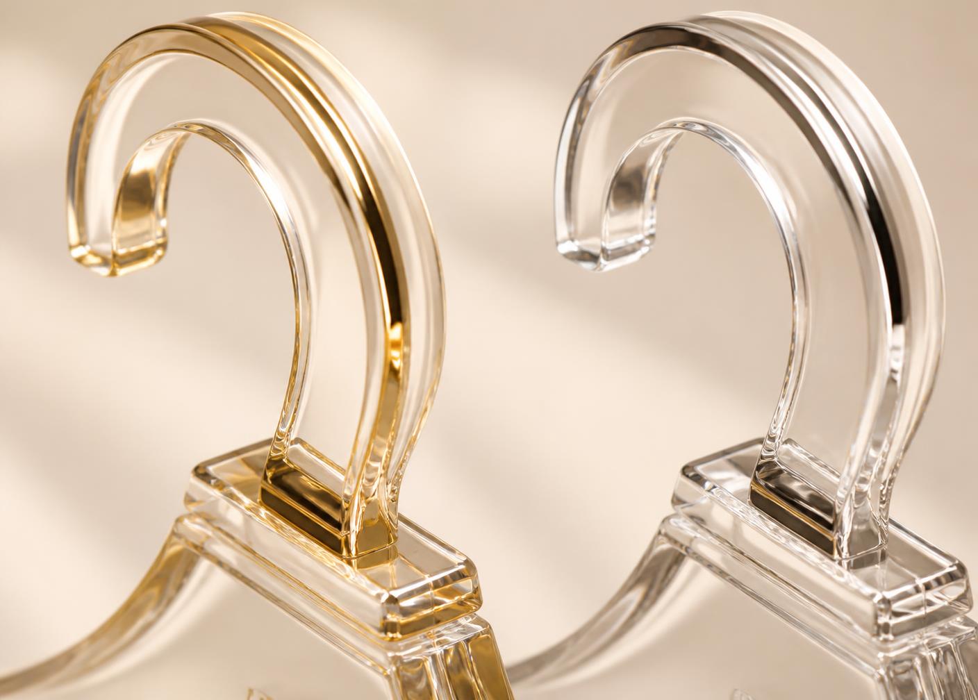 Gold and silver acrylic hanger hooks side by side